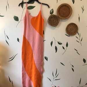 Pink and Orange Maxi Dress